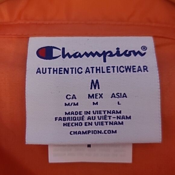 Champion Women's Heritage Coaches Jacket Script Logo Color Groovy Papaya Size M - Picture 11 of 13